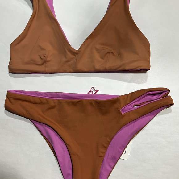 L'Space One Wave Reversible Bikini Top Size XS & Breakers Bikini Bottoms Size XS - Picture 1 of 5